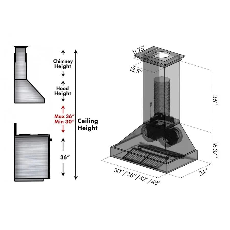 ZLINE 48" Oil-Rubbed Bronze Wall Range Hood, 8667B-48