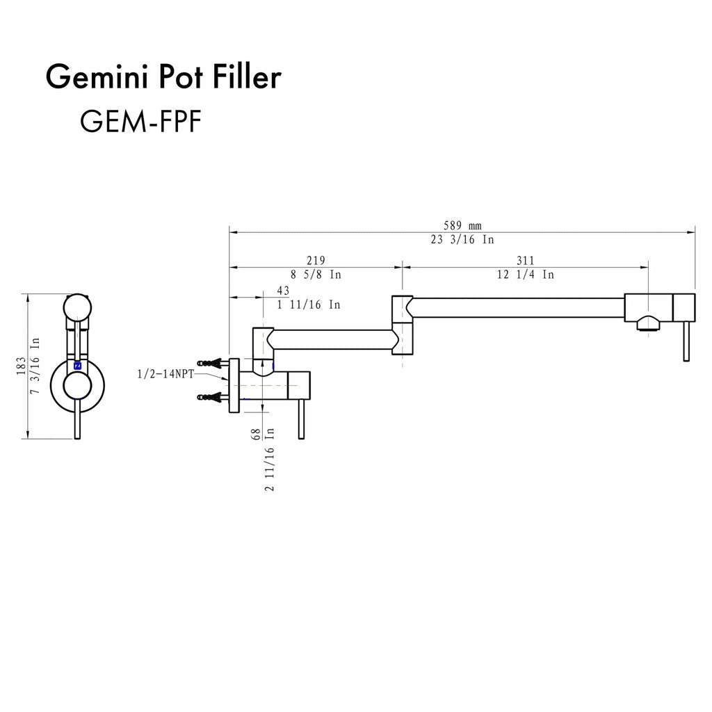 ZLINE Gemini Pot Filler GEM-FPF-CH