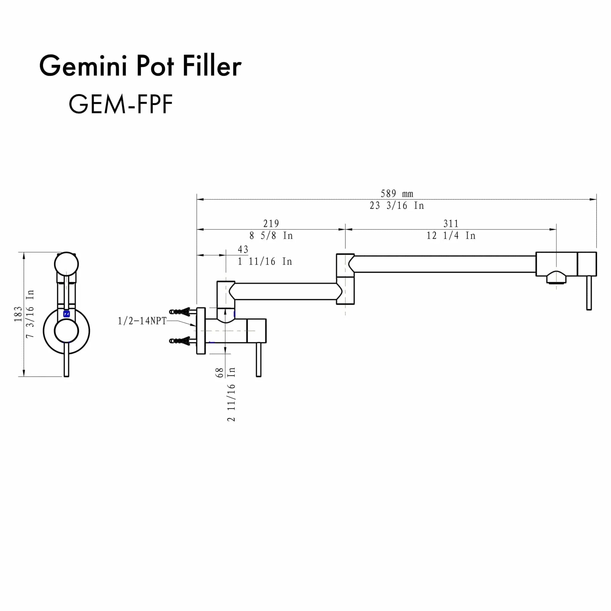 ZLINE Gemini Pot Filler GEM-FPF-CH
